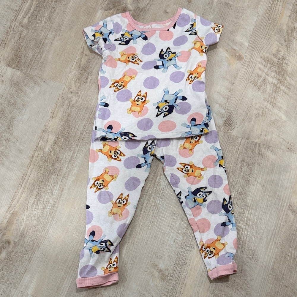 Charming Cartoon Print Kids Pajama Set - Pink and White